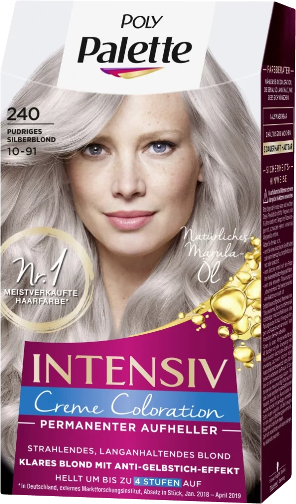 Poly Palette Intensiv Creme Coloration Haarfarbe Pudriges Silberblond 240 1