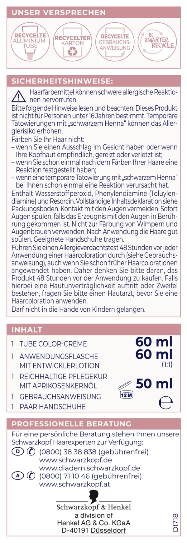 Schwarzkopf Diadem 3in1 Pflege-Color-Creme 718 Haselnuss 4