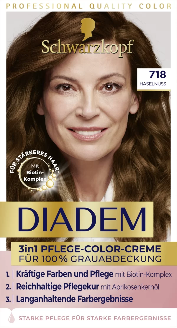 Schwarzkopf Diadem 3in1 Pflege-Color-Creme 718 Haselnuss 1